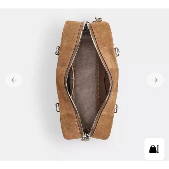 Coachtopia Alter/Ego Satchel Bag in Checkerboard Upcrafted Leather Cedar Suede - Picture 6 of 9